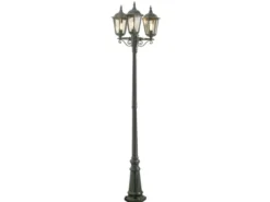 LED Straßenlaterne Aluminium Grün, E27 Gartenlaterne 3-flammig, Höhe 220cm