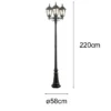 LED Straßenlaterne Aluminium Schwarz, E27 Gartenlaterne 3-flammig, Höhe 220cm