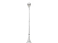 LED Straßenlaterne Aluminium Weiß, E27 Gartenlaterne 1-flammig, Höhe 210cm