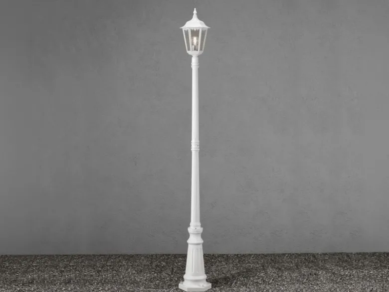 LED Straßenlaterne Aluminium Weiß, E27 Gartenlaterne 1-flammig, Höhe 210cm