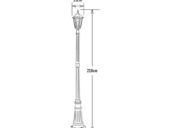 LED Straßenlaterne Aluminium Weiß, E27 Gartenlaterne 1-flammig, Höhe 210cm