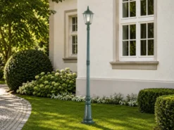 LED Straßenlaterne Aluminium Grün, E27 Gartenlaterne 1-flammig, Höhe 210cm
