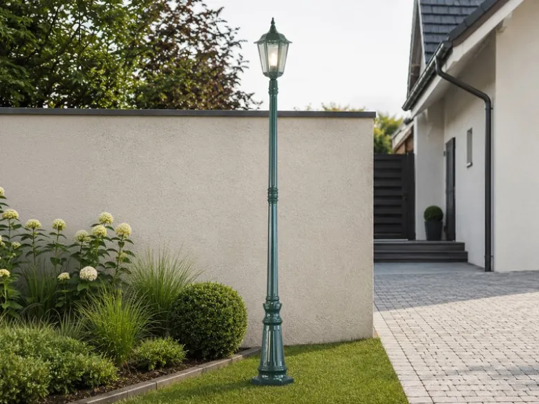 LED Straßenlaterne Aluminium Grün, E27 Gartenlaterne 1-flammig, Höhe 210cm