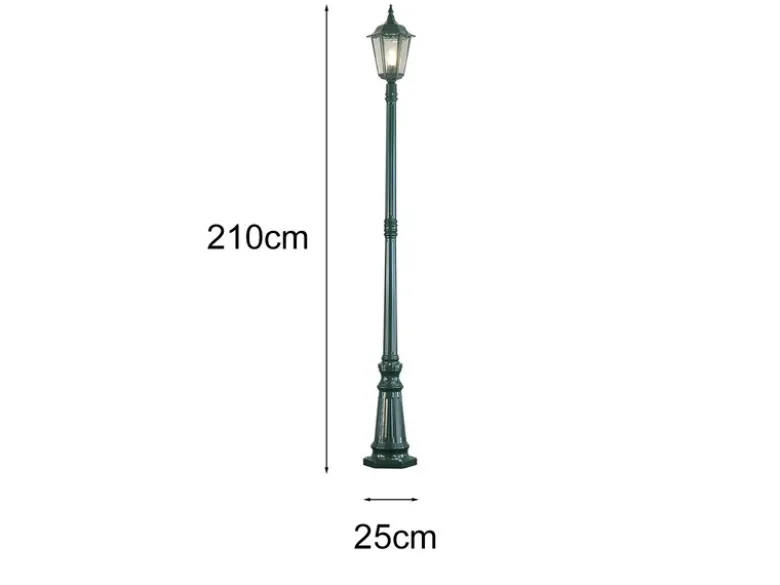 LED Straßenlaterne Aluminium Grün, E27 Gartenlaterne 1-flammig, Höhe 210cm