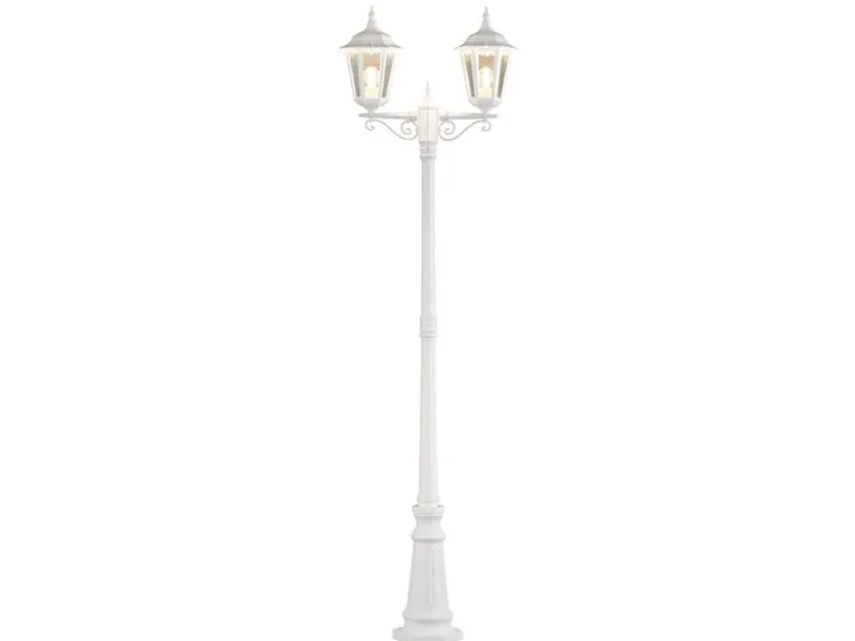 LED Straßenlaterne Aluminium Weiß, E27 Gartenlaterne 2-flammig, Höhe 220cm