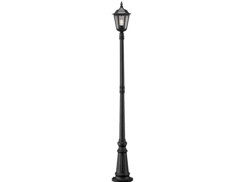 LED Straßenlaterne Aluminium Schwarz, E27 Gartenlaterne 1-flammig, Höhe 210cm