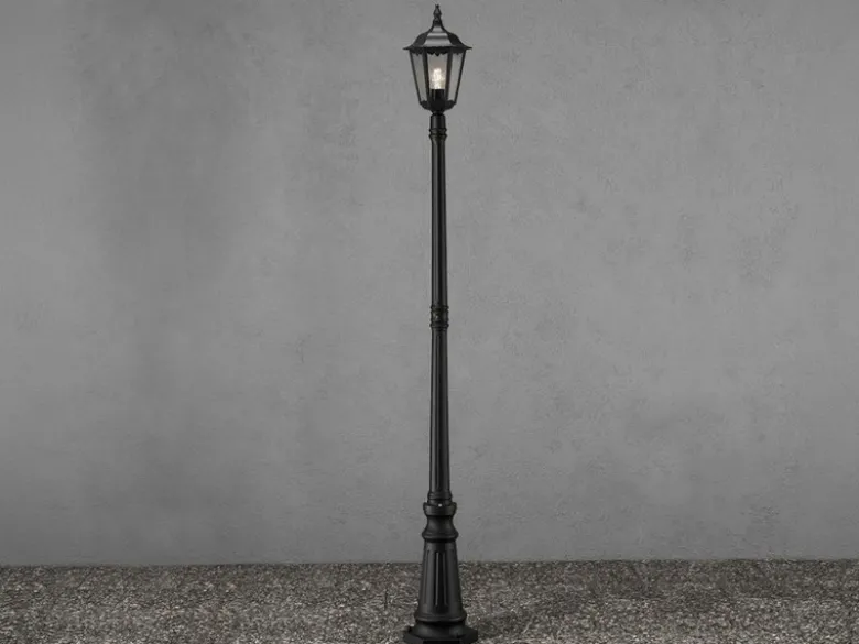 LED Straßenlaterne Aluminium Schwarz, E27 Gartenlaterne 1-flammig, Höhe 210cm