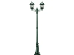 LED Straßenlaterne Aluminium Grün, E27 Gartenlaterne 2-flammig, Höhe 220cm