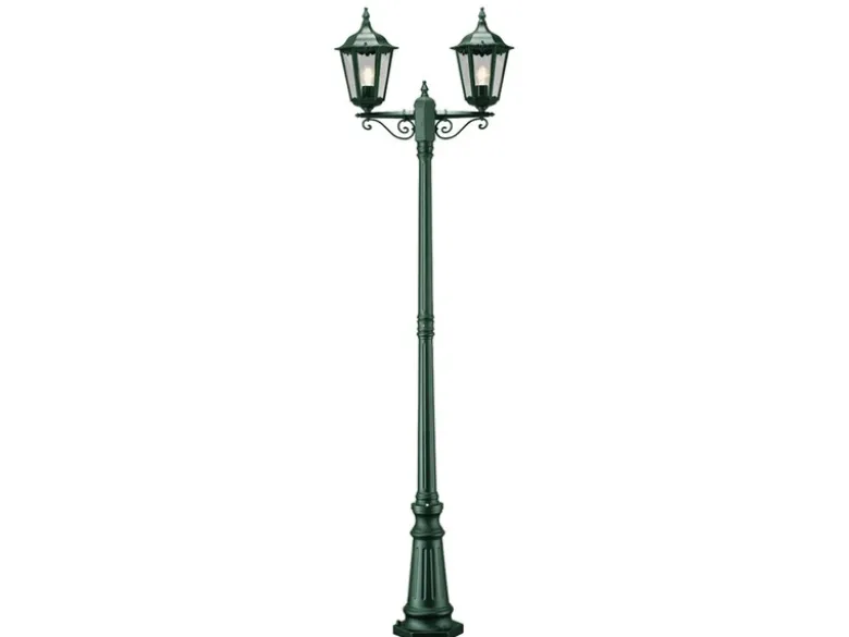 LED Straßenlaterne Aluminium Grün, E27 Gartenlaterne 2-flammig, Höhe 220cm