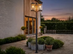 LED Straßenlaterne im Landhausstil, 3-flammig Anthrazit, Höhe 240cm