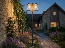 LED Straßenlaterne im Landhausstil, 3-flammig Anthrazit, Höhe 240cm