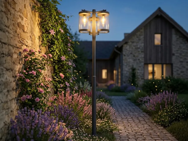 LED Straßenlaterne im Landhausstil, 3-flammig Anthrazit, Höhe 240cm