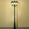 LED Straßenlaterne im Landhausstil, 3-flammig aus Aluminium Grün, Höhe 218cm
