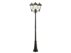 LED Straßenlaterne im Landhausstil, 3-flammig aus Aluminium Grün, Höhe 218cm