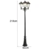 LED Straßenlaterne im Landhausstil, 3-flammig aus Aluminium Schwarz, Höhe 218cm