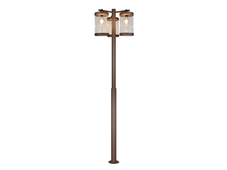 LED Straßenlaterne im Landhausstil, 3-flammig Rostoptik, Höhe 240cm