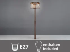 LED Straßenlaterne im Landhausstil, 3-flammig Rostoptik, Höhe 240cm