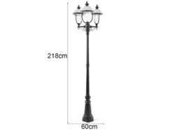 LED Straßenlaterne im Landhausstil, 3-flammig Schwarz-Silber, Höhe 218cm