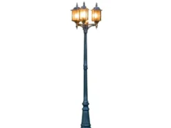 LED Straßenlaterne, Kandelaber im Landhausstil, Schwarz, 3 flammig, Höhe 230cm