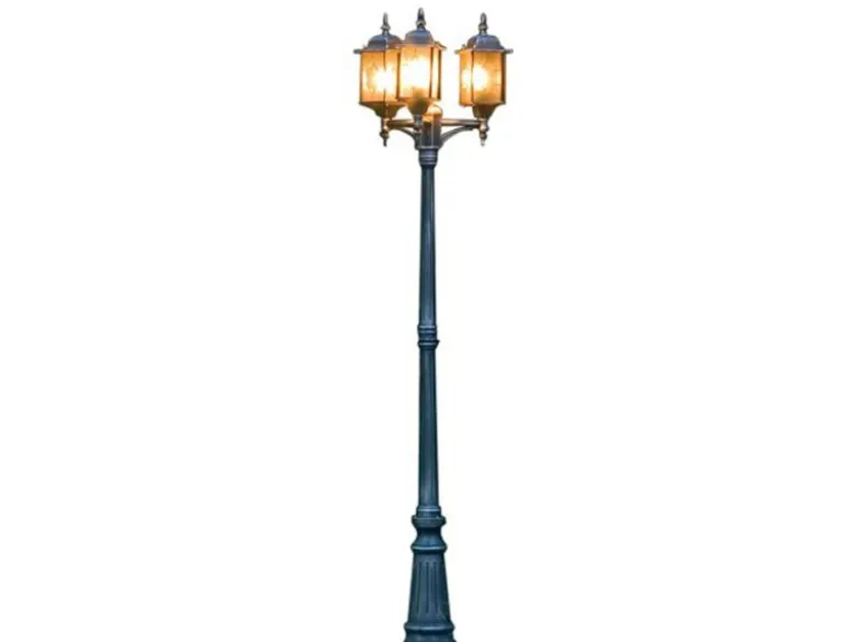LED Straßenlaterne, Kandelaber im Landhausstil, Schwarz, 3 flammig, Höhe 230cm