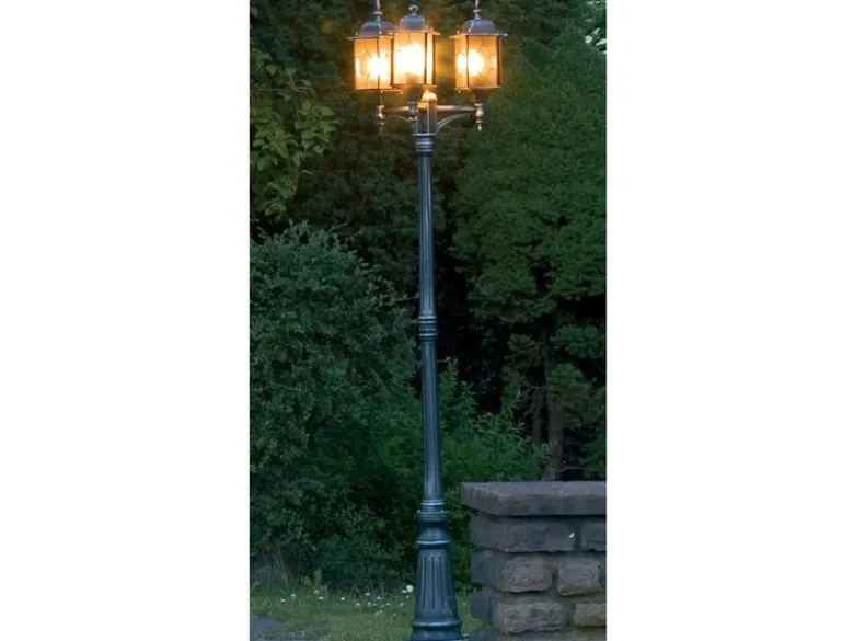 LED Straßenlaterne, Kandelaber im Landhausstil, Schwarz, 3 flammig, Höhe 230cm