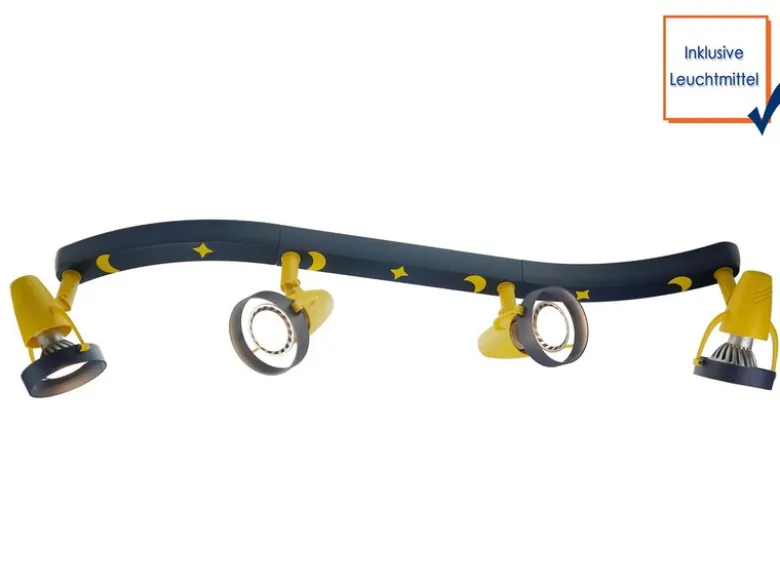 LED Strahlerleiste 4flammig Spots schwenkbar, Deckenstrahler MOND UND STERNE