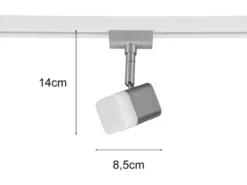 LED Strahler ROUBAIX Silber eckig für DUOline 2-Phasen Schienensystem