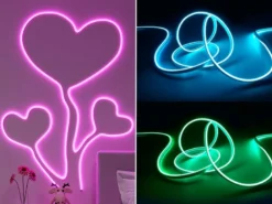 LED Streifen NEON mit Fernbedienung, RGB Farbwechsel & Dimmer - 3 Meter