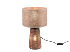 LED Tischlampe aus Naturmaterial Rattan Braun, Höhe 40cm