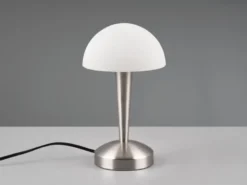 LED Tischlampe CANARIA Silber mit Glasschirm und Touch Funktion, Höhe 26cm