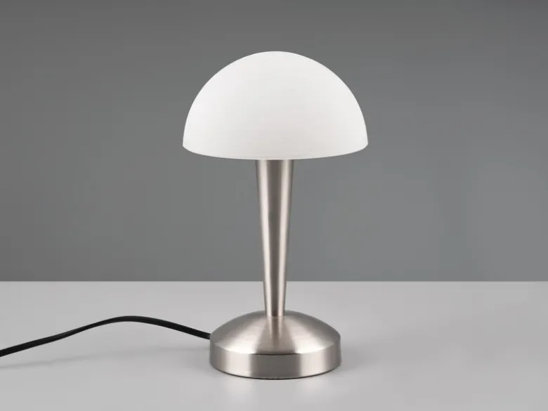 LED Tischlampe CANARIA Silber mit Glasschirm und Touch Funktion, Höhe 26cm