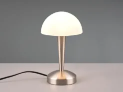 LED Tischlampe CANARIA Silber mit Glasschirm und Touch Funktion, Höhe 26cm