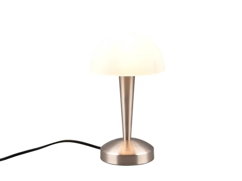 LED Tischlampe CANARIA Silber mit Glasschirm und Touch Funktion, Höhe 26cm
