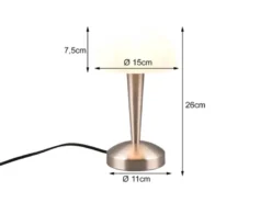 LED Tischlampe CANARIA Silber mit Glasschirm und Touch Funktion, Höhe 26cm