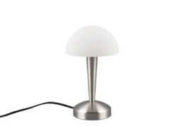 LED Tischlampe CANARIA Silber mit Glasschirm und Touch Funktion, Höhe 26cm