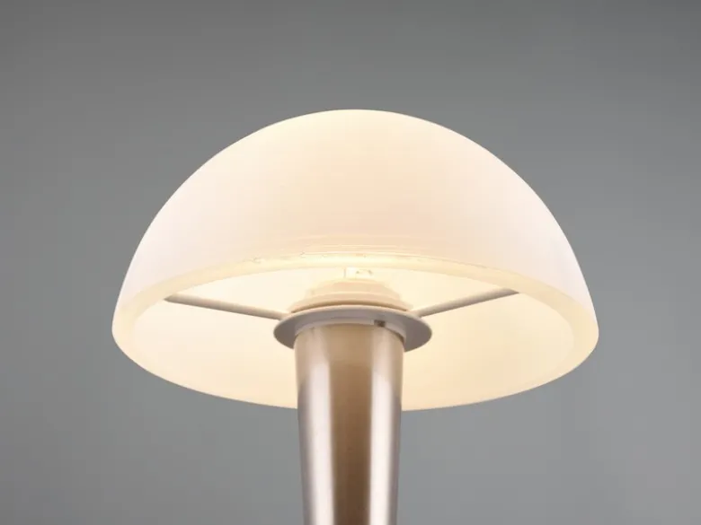 LED Tischlampe CANARIA Silber mit Glasschirm und Touch Funktion, Höhe 26cm