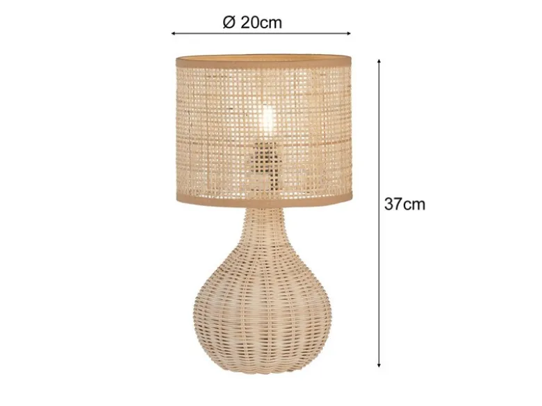 LED Tischlampe dimmbar aus Korbgeflecht, Höhe 37cm