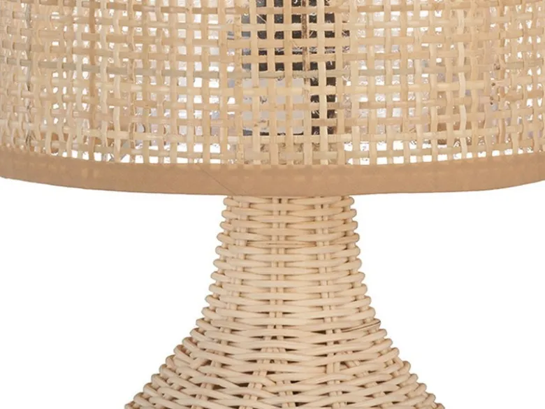 LED Tischlampe dimmbar aus Korbgeflecht, Höhe 37cm