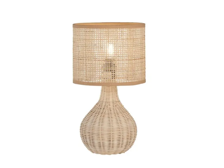 LED Tischlampe dimmbar aus Korbgeflecht, Höhe 37cm