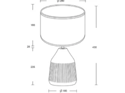 LED Tischlampe dimmbar, Keramikfuß Grün, Papierschirm geflochten, Höhe 43cm