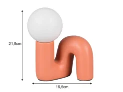 LED Tischlampe Keramik Apricot, Glas Weiß, Höhe 21,5cm