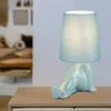 LED Tischlampe Keramik Blau mit Stoffschirm, Höhe 24,5cm