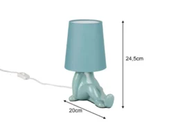 LED Tischlampe Keramik Blau mit Stoffschirm, Höhe 24,5cm