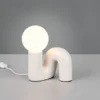 LED Tischlampe Keramik Grau, Glas Weiß, Höhe 21,5cm