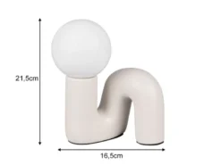 LED Tischlampe Keramik Grau, Glas Weiß, Höhe 21,5cm