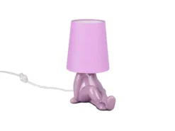 LED Tischlampe Keramik Lila mit Stoffschirm, Höhe 24,5cm