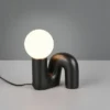 LED Tischlampe Keramik Schwarz, Glas Weiß, Höhe 21,5cm