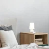 LED Tischlampe Keramik Weiß mit Stoffschirm, Höhe 24,5cm