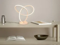 LED Tischlampe LANDO, Metall in Beige, Höhe 28cm