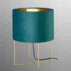 LED Tischlampe mit Lampenschirm Samt Türkis - innen Gold, Höhe 32cm